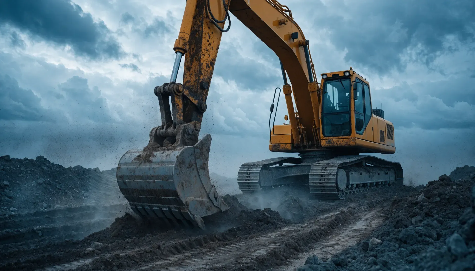 An excavator working on a construction site